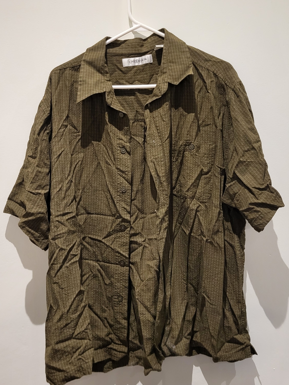Men's Short-Sleeve Button-Down Shirt — Olive Green